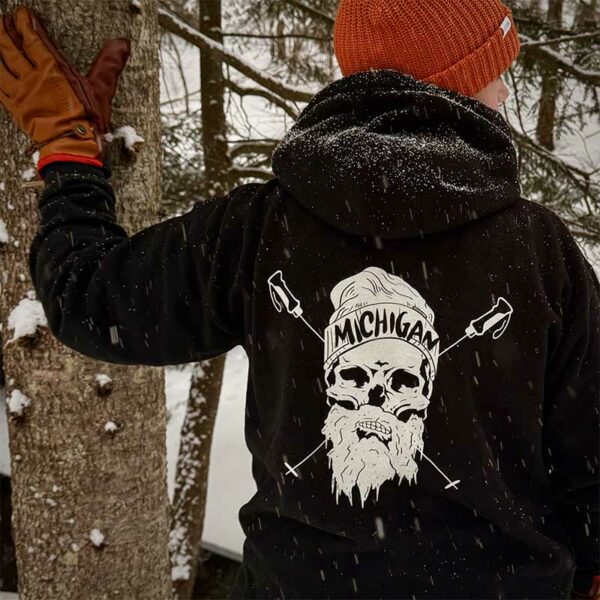 Michigan Ski Skull Hoodie