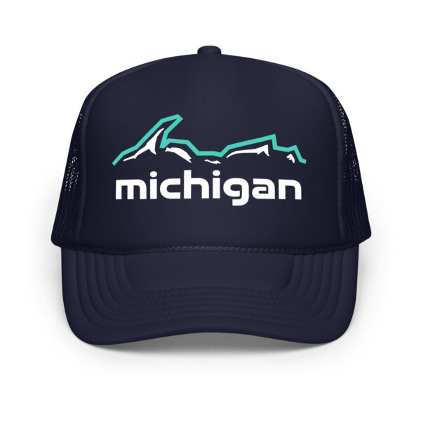 UP Mountains Teal/Navy Foam Trucker Hat - Image 4